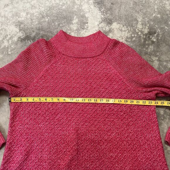 Talbots Sweater Womens 3X Pink Textured Stitch Knit Mockneck Straight Hem - Picture 2 of 7
